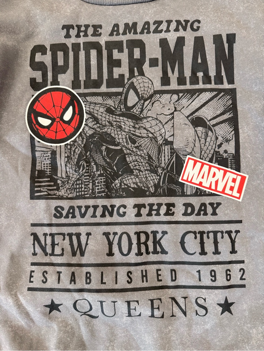 Marvel Spider-Man Graphic Crewneck Sweater in Gray with Red Accents - Picture 2 of 4